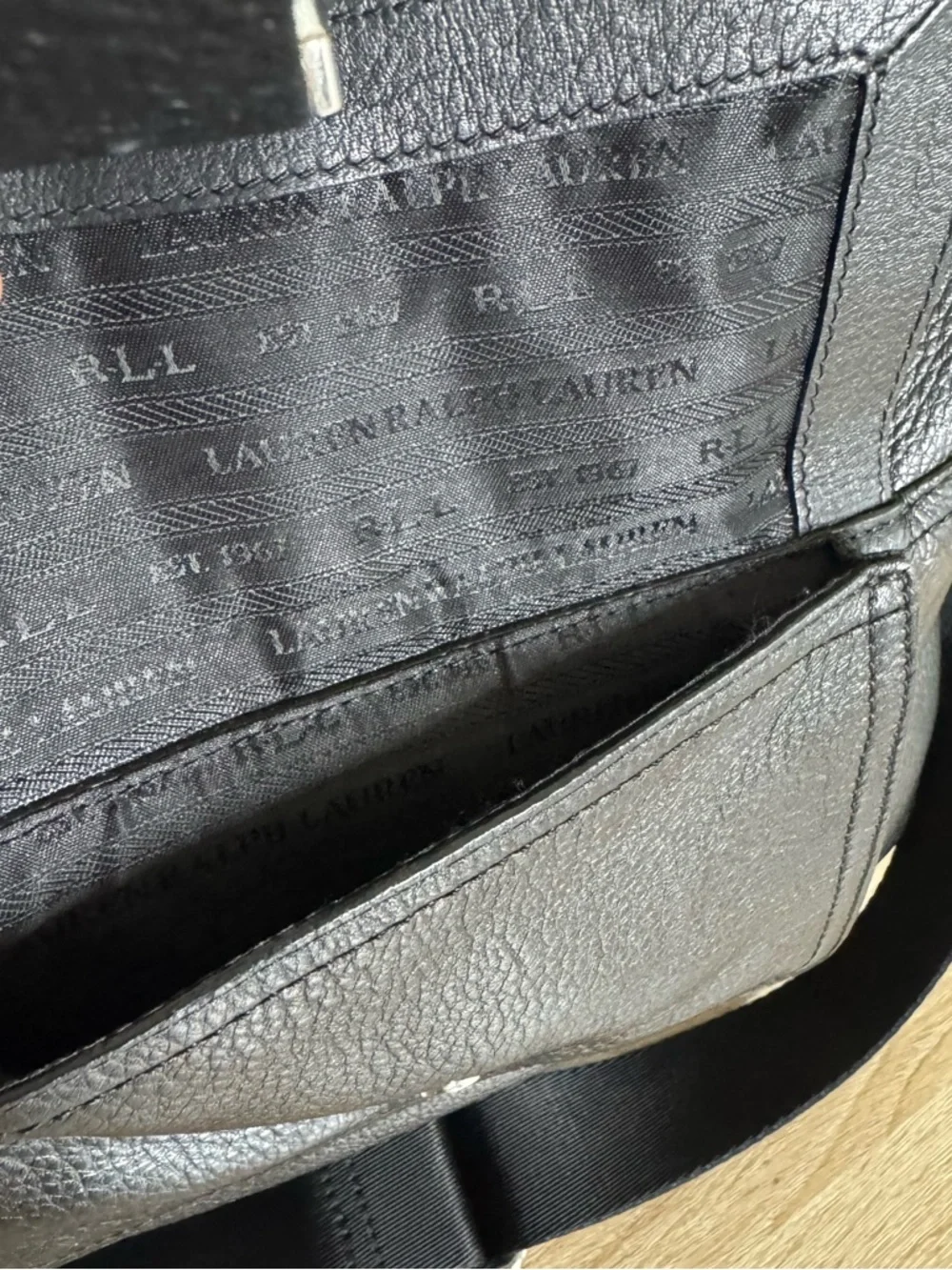 Lauren Ralph Lauren Black Pebbled Leather Tote 2-Way Satchel Bag